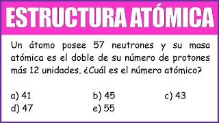 Un átomo posee 57 neutrones y su masa atómica es el doble de su número de protones más 12 unidades [upl. by Sebbie]