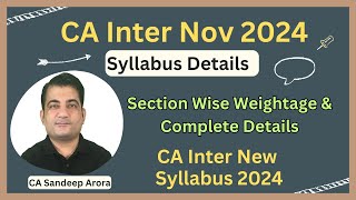 CA Inter New Syllabus 2024 Complete Details  CA Inter Nov 24 Syllabus  Subjects amp Weightage detail [upl. by Doowron]