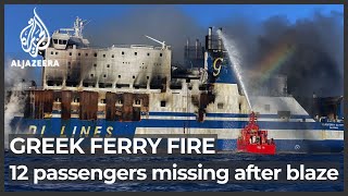 Dozen missing after fire ravages ferry off Greece [upl. by Dar]