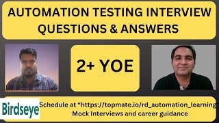 Automation Testing Interview Questions and Answers  RD Automation Learning [upl. by Aicined]