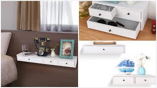 Floating Shelves with DrawersCabinets for Storage and Bedside Shelf  Wooden Wall Shelf flipkart [upl. by Booze472]