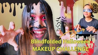 Blindfolded makeup challenge with sissy ❤️ trendingvideo halloween Ritika’sVlog🧿 viralvideos [upl. by Submuloc]