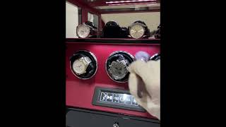 Fingerprint Lock Watch Winders with 4 Watch Holders Storage in Red [upl. by Naut348]