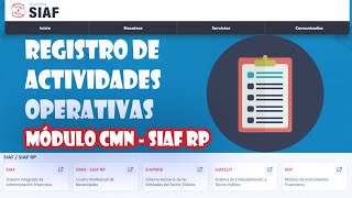 Insertar Actividades Operativas en el Módulo PMBSO  SIAF RP para el registro del CMN 20252027 [upl. by Roley]