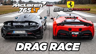 Ferrari SF90 vs McLaren 765LT  DRAG RACE  Daniel Abt [upl. by Ennazzus661]