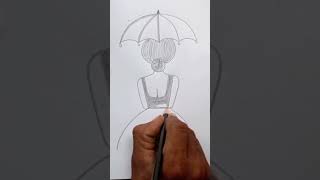 Draw a girl with umbrella simpledrawing beautiful shortsyoutube [upl. by Kit889]