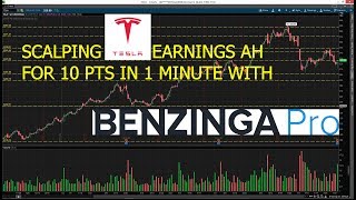 Using Benzinga Pro Pt 1 Live Trading Example  Scalping TSLA Earnings AH for 10 Pts in 1 Minute [upl. by Annazus]