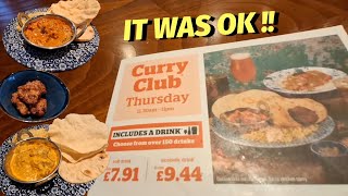 Wetherspoons Curry Club Review it was OK [upl. by Annavas]