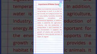 Importance Of Water Essay [upl. by Rohpotsirhc709]