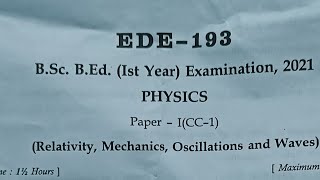 Bsc bed 1st year physics paper bsc 1st year last year paper mgsujnvu [upl. by Harriett]