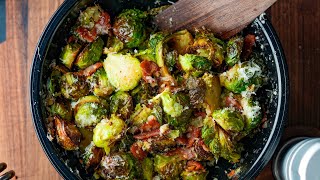 Guide to Thanksgiving sides Day 3 Bacon Parm Brussels thanksgiving brusselssprouts Brussels [upl. by Elinet]