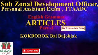 Articles enlgish grammar part 1 for Sub zonal Development Officer PA under TTAADC TPSC SSC [upl. by Giustina]