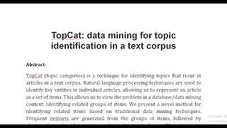 TopCat data mining for topic identification in a text corpus [upl. by Oeak]