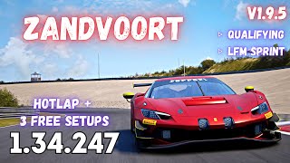 FERRARI 296 GT3  ZANDVOORT 1342  HOTLAP  FREE SETUP  ACC v19 [upl. by Aneleve]