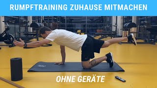 Rumpftraining ohne Geräte zum Mitmachen  Zirkeltraining [upl. by Marceau]