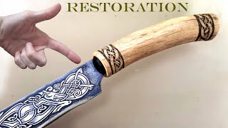 Drawing on metal Restoration knife How to make a Viking knife [upl. by Anthia629]