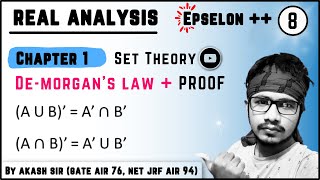 Introduction to Real Analysis  Chapter 1 Set Theory  De Morgans law and its proof [upl. by Auka]