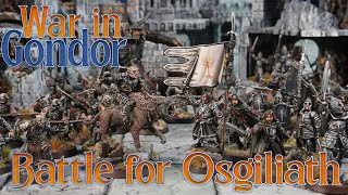 Orcs Vs Gondor  The Retaking of Osgiliath Battle Report  War in Gondor [upl. by Dnalram]