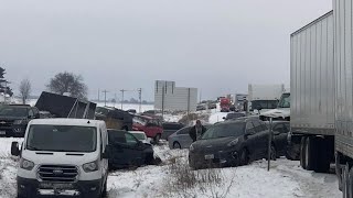 I80 Rawlins Wyoming Thousand Truck Drivers Stranded  50 semi Pileup [upl. by Manuel25]