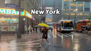 4k Rainstorm Walk New York City  Heavy Rain And Thunderstorm Lightning Sounds For Sleeping [upl. by Charlean]