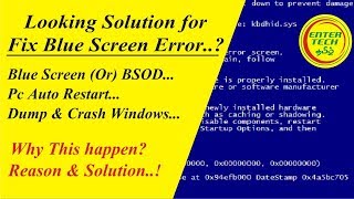 How to Fix Blue Screen Problem in Windows 710  Fix Auto Restart Problem  Entertech Tamil [upl. by Selec532]