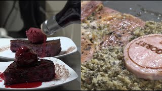 Apple and Mushroom Granita with Chestnut Liqueur and Blackcurrant Cake with Blackcurrant Liqueur [upl. by Lebana]