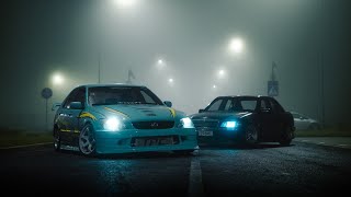 Lexus IS200 and Mercedes w202  Misty Night  4K [upl. by Inah]