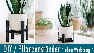 DIY  Pflanzenständer aus Holz selber machen ohne Werkzeug  schnell und einfach [upl. by Elke969]