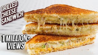 Grilled Cheese Sandwich Recipe  Perfect Grilled Cheese Sandwich On A Pan  Snack Recipe  Ruchi [upl. by Marleah965]