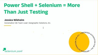 Power Shell  Selenium  More Than Just Testing  Jessica Wikholm Geographic Solutions Inc [upl. by Minabe712]