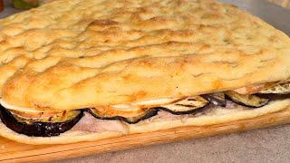 FOCACCIA BACIATA RIPIENA DI PORCHETTA MELANZANE E PROVOLA AFFUMICATA [upl. by Warfield]