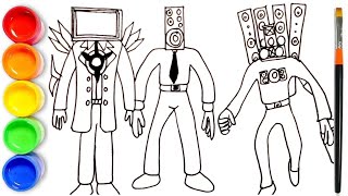 How to draw Titan Tv Man Titan Speakerman Large Speakerman  Skibidi Toilet Drawing [upl. by Mcgraw]