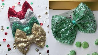 DIY sequin fabric bow for hair tie I make and earn a lot of money by making these hair accessories [upl. by Aikrahs211]