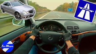 MercedesBenz E 200 Kompressor  POV  TOP SPEED  on GERMAN AUTOBAHN  Facelift 184 HP [upl. by Okiruy]