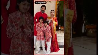 Riteish Deshmukh amp Wife Genelia With Kids At Manish Malhotra Ganpati Darshan 2023 [upl. by Aimal60]