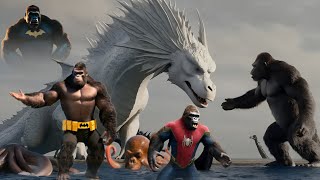 godzilla and dragon and king kong and batman and spider man new video [upl. by Nickola]