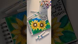 Sunflower illustration using watercolor pens art watercolor markers [upl. by Daniella]