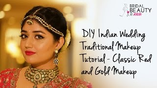 Indian Bridal Makeup Tutorial ft Corallista  DIY Classic Red and Gold Traditional Makeup  Nykaa [upl. by Attenwad449]