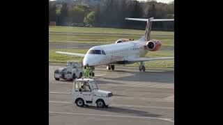 Loganair ERJ 145 Pushback scotland royalmusicshow Erj145 [upl. by Ebbarta]