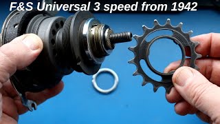 Sachs Universal 3speed hub with drumbrake from 1942 with unsprung crescentshaped pawls [upl. by Relyt]