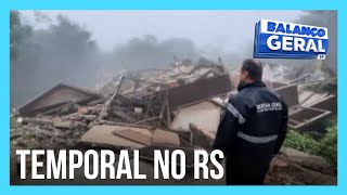 Temporal causa rachaduras nas ruas e prédio desaba em Gramado [upl. by Om691]