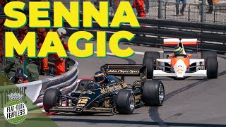 Ayrton Sennas McLaren and Lotus F1 cars fly round Monaco in amazing tribute [upl. by Aihsyt]