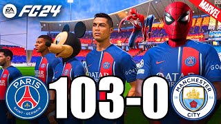 FIFA 24  RONALDO MESSI SPIDER MAN ALL STARS PLAYS TOGETHER  PSG 1030 Manchester City [upl. by Augustus]