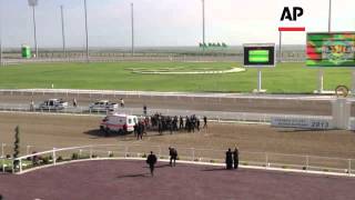 Turkmenistan president falls from horse in race [upl. by Boulanger]