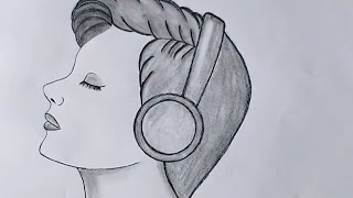 Beautiful boy drawing with headphone  pencil sketch  boy face sketch with headphone [upl. by Ingalls]