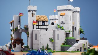 LEGO Lion Knights Castle Medieval Fortress Build [upl. by Anifares]