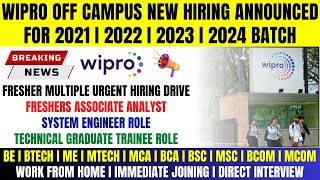 Wipro Official New Hiring Announced  3 Multiple Role Hiring  OFF Campus Drive For 2024 2023 Batch [upl. by Cressida]