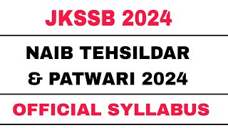 JKSSB 2024 NAIB TEHSILDAR amp PATWARI  EXPECTED SYLLABUS BY AAFAQ SIR [upl. by Nelon]