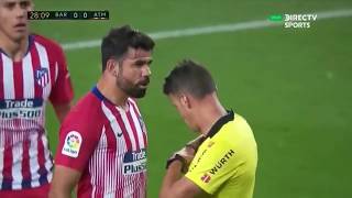 Diego costa insulta al arbitro y es expulsado del campo acompañado con Pique Barça vs Atletico [upl. by Previdi]