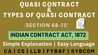 Quasi Contract  Section 6872  Indian Contract Act  Examples  Hindi Explanation [upl. by Sirmons]